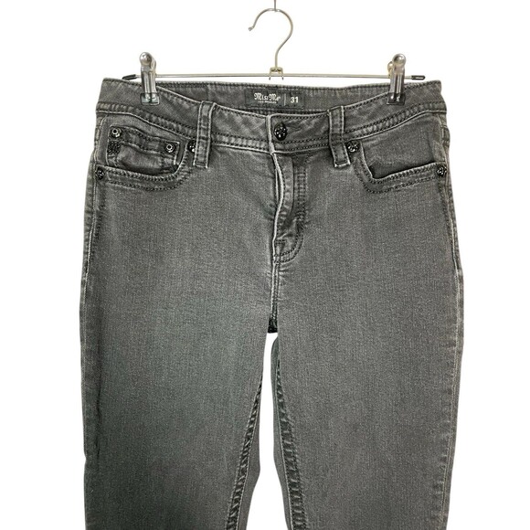 Miss Me Jeans Women's Size 31 Mid Rise Boot Cut Dark Wash Sequins Jewels - Picture 8 of 16